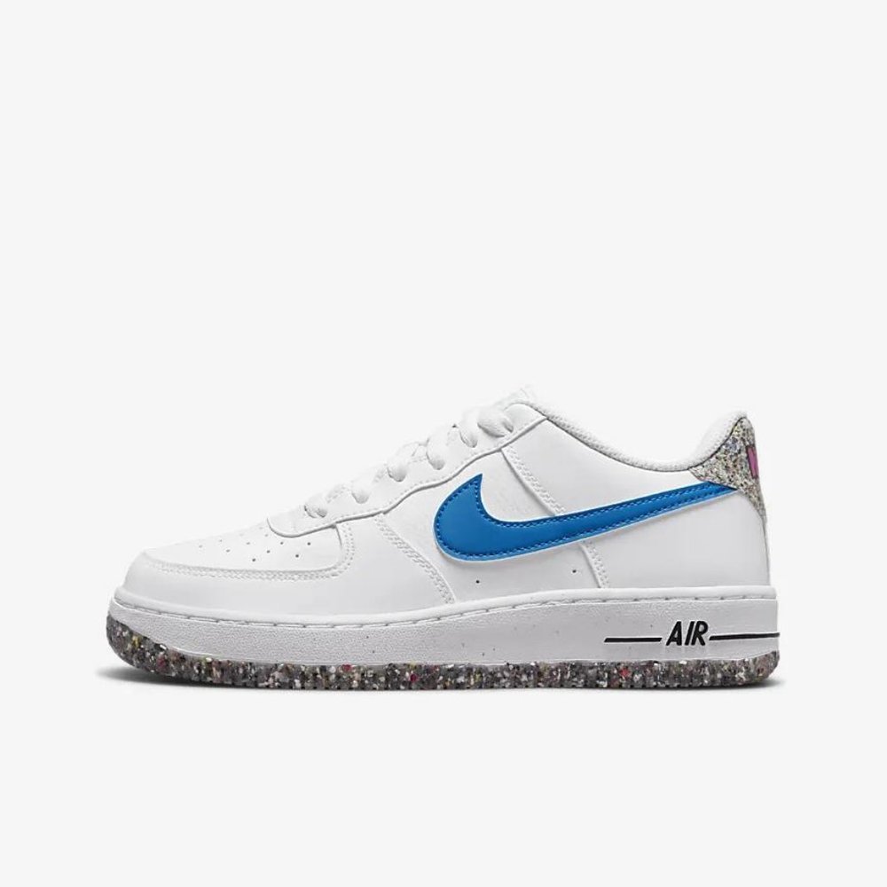Nike Kids White Sneakers with Blue Swoosh